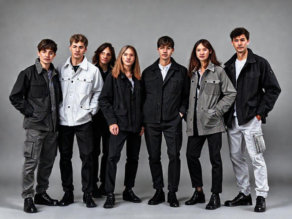 Groupe en tenue de la collection