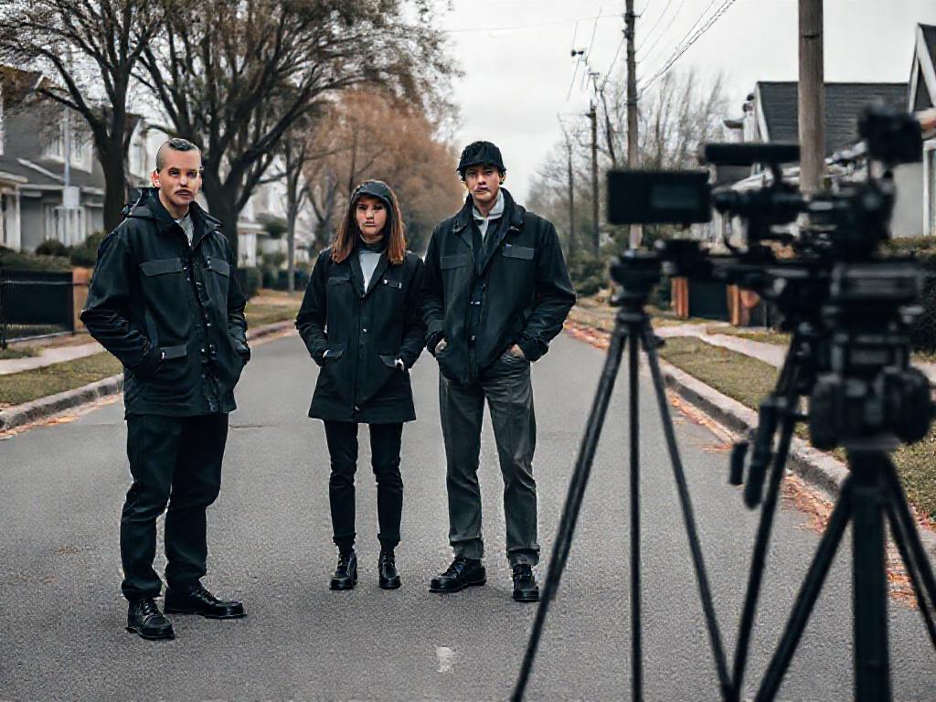 Equipe en tournage exterieur